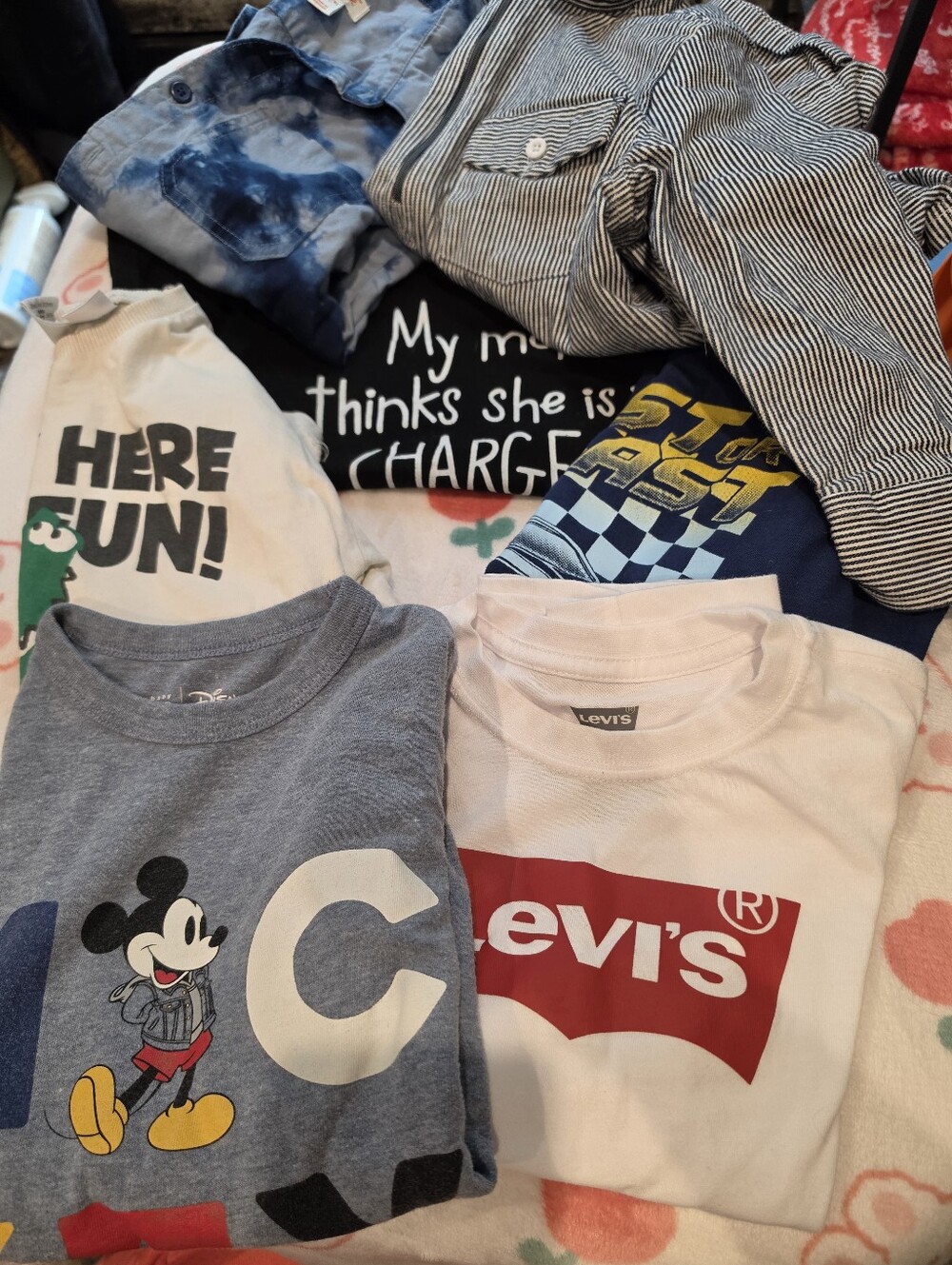 4-5 Xs Boys 7 Piece Bundle Lot Lil Hickory Levis Threshold Gap Disney Zara